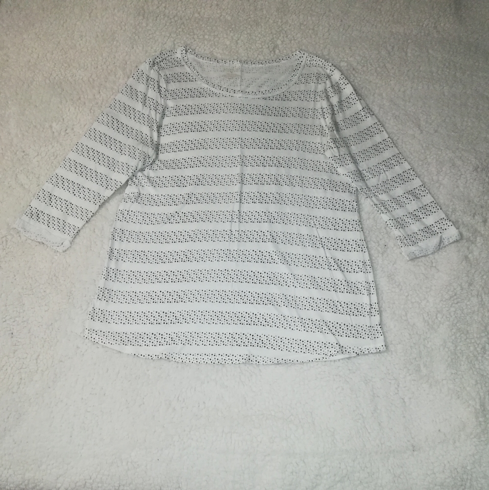 Sonoma Tops Polkadot 3/4 Sleeve Size M 100% Cotton - Picture 3 of 12
